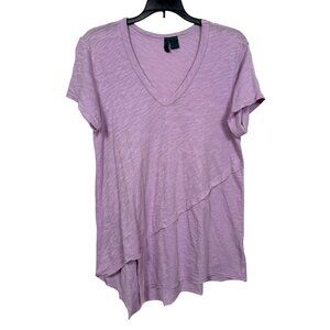 Left of Center T Shirt Womens Small Purple Lavender Anthro Boho V Neck USA